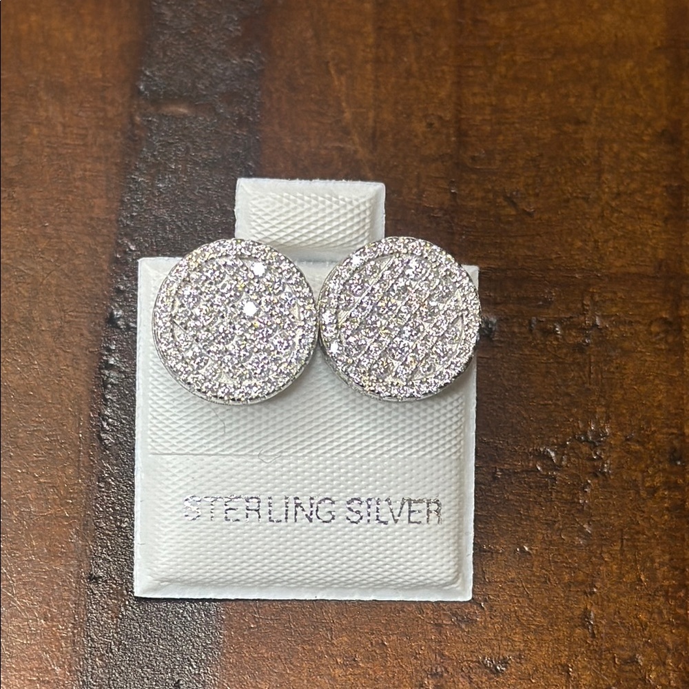 Sterling Silver Round Stud Screw Back Earrings